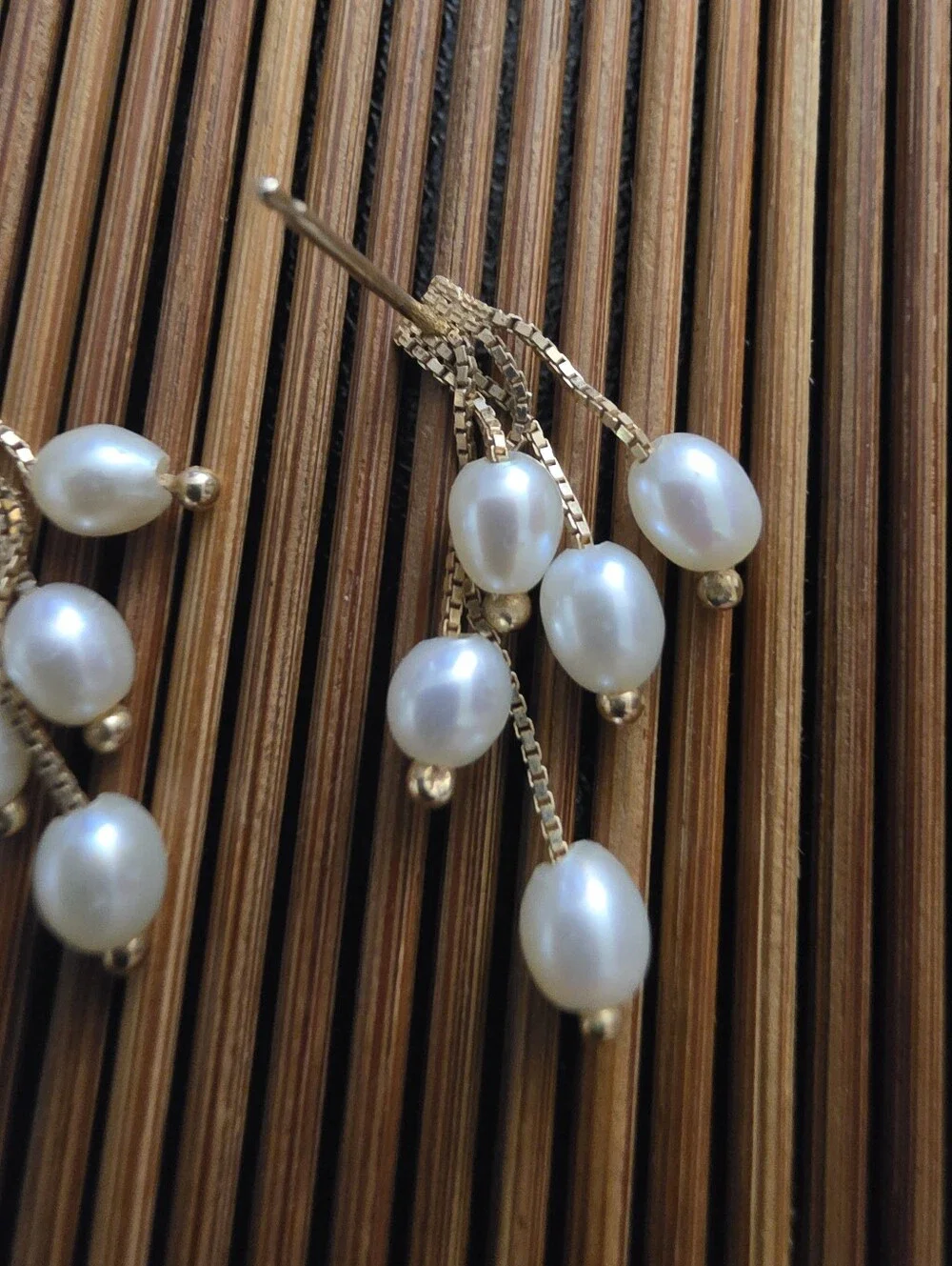 14k Pearl Yellow Gold Dangle Earrings (Vintage)